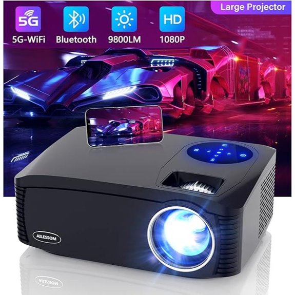 AILESSOM 1080P 5G WiFi Bluetooth Projector