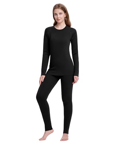 woolcano Women's 100% Merino Wool Base Layer Sets Lightweight Active