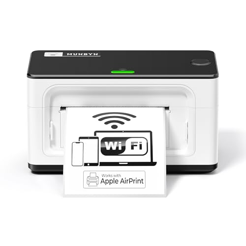 MUNBYN Wireless Wi-Fi Thermal Printer Shipping Label Printer, Compatible with AirPrint iPhone, iPad, MacOS, Android Windows Suit for Small Business, Etsy, Ebay, USPS, No Ink, Fast & Clear Printing