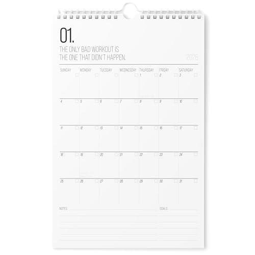 Karto Fitness Motivation Wall Calendar 2026-2027 - Vertical 11x17 inch January 2026 to June 2027 - Boost Your Productivity and Easy Planning with the Aesthetic Motivational Calendar - Minimalist