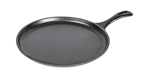 Lodge L9OG3 Cast Iron Round Griddle, Pre-Seasoned, 10.5-inch - Made