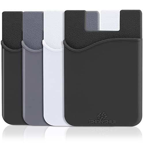SHANSHUI 4-in-1 Phone Card Holder: Premium Silicone Wallet for ID, Drivers License, Credit Cards - Fits All Mobile Phones