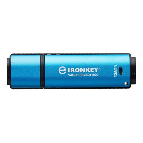 Kingston Ironkey Vault Privacy 50 USB-C 128GB Flash Drive | FIPS 197 Certified | XTS-AES 256-bit | BadUSB and Brute Force Protection | Mult-Password Option | IKVP50C/128GB