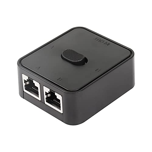CERRXIAN Network Switch 2 Ports,RJ45 Network Key-Press Switch Splitter Selector