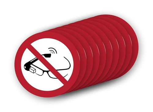 ISO 7010 P044 NO SMART GLASSES Sticker | Prohibit Wearable Tech | Warning Decal | Free-Zone Safety | Sign Privacy | Alert | 10