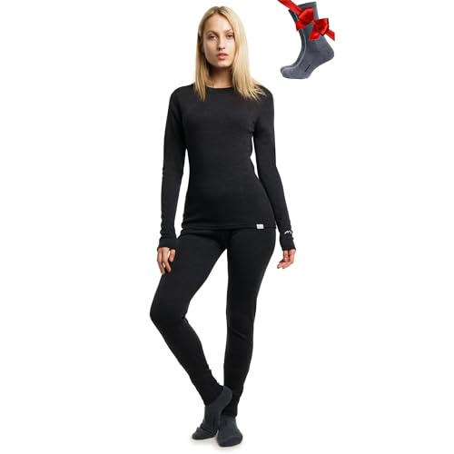 Merino.tech Merino Wool Base Layer Women Set - Heavyweight, Lite,