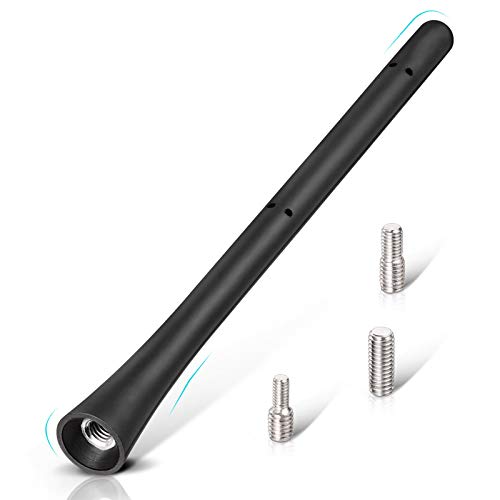 Eightwood Car Radio Rubber Antenna Mast 7 inch FM AM Universal Roof Mount Vehicle Antennae Replacement with M4 M5 M6 Screw Adapter