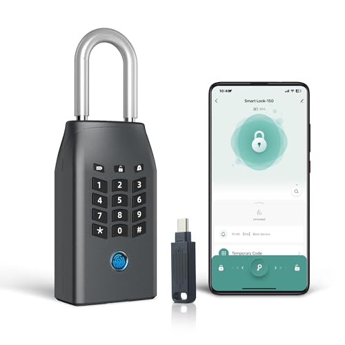 KENRONE Smart Key Lock Box, with Fingerprint,Tuya APP,Password and Emergency Key Unlocked Methods, APP Remote Control Unlocking,Safe for Outdoor House Keys