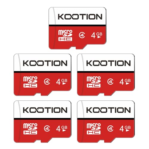 KOOTION 4 GB Micro SD Cards 5-Pack, Class 4 MicroSD Flash Memory Card, C4, TF Card with Adapter for MP3/MP4/Old Phones