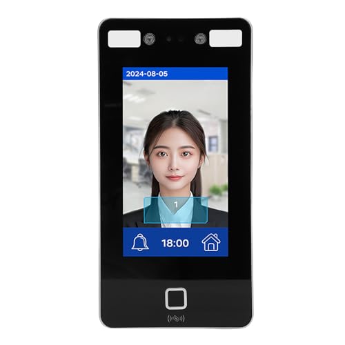 ITEFDTUTNE Access Control Time Attendance Machine, Visible Dynamic Facial Recognition with 2000 User Capacity and Networked Devices, for Office Factory Hotel School Restaurant