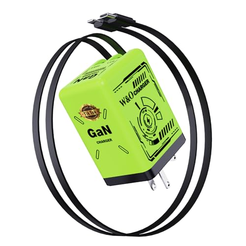 W & O 2-in-1 gan Compatible with Fast Charger,Retractable Phone Charger with Cables,45W iPhone Charger Fast Charging,Fast Charger for iPhone16/15/14/13 Series, Galaxy S25/24,Android and More(Green)