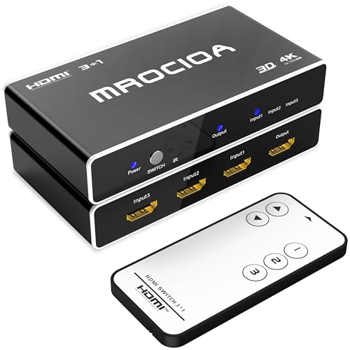 HDMI 2.0 Switch 3 in 1 Out with Remote, 4K