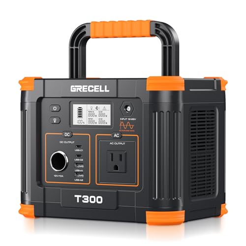Portable Power Station 300W, GRECELL 230.88Wh Solar Generator with 60W