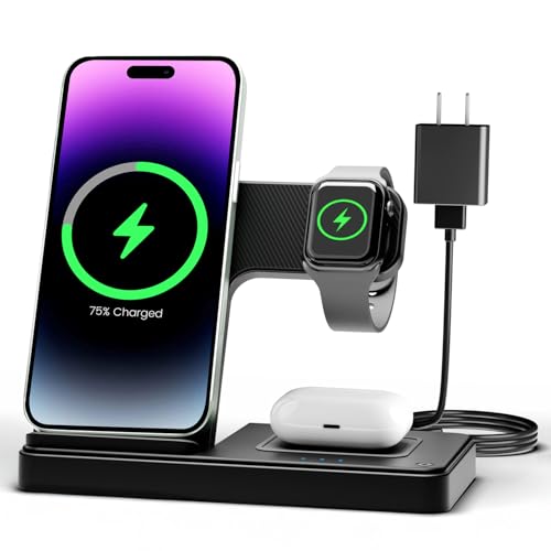 Wireless Charger iPhone Charging Station: 3 in 1 Charger Stand