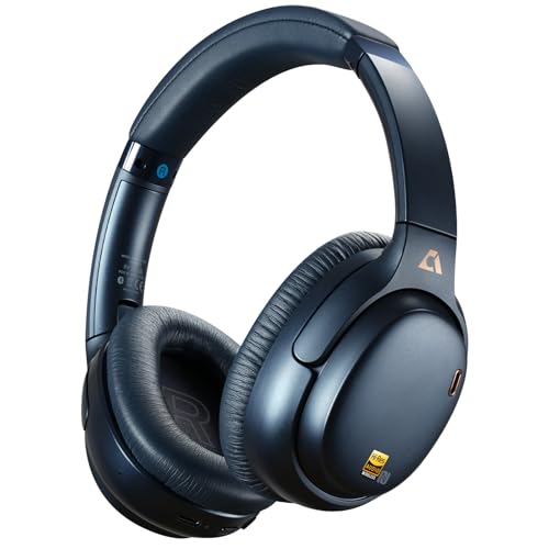 1Mii E700 Hybrid Active Noise Cancelling Headphones, Bluetooth Over Ear, Wireless Hi-Res Audio with LDAC & aptX Low Latency for Airplane Travel & Home TV, AI Translation & Custom EQ via APP, Blue