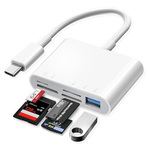 Oyuiasle USB C SD Card Reader, USB-C to SD MicroSD XD Picture MS Memory Stick Cards, Type C 5 Slots Memory Card Adapter for iPhone 15 iPad Mac Laptop MacBook and Android Galaxy More USBC Devices