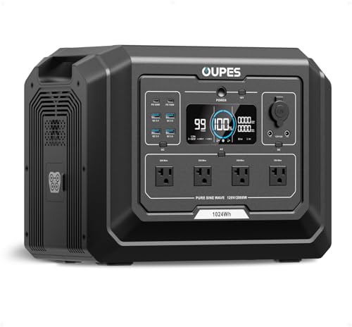 OUPES Mega 1 Portable Power Station 2000W (Surge 4500W), 1024Wh