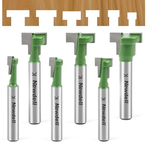 Newdeli 6pcs Keyhole Router Bit 1/4 Inch Shank 1/4" 5/16"