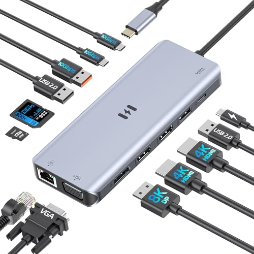 USB C Docking Station for 4 Monitors & Laptop
