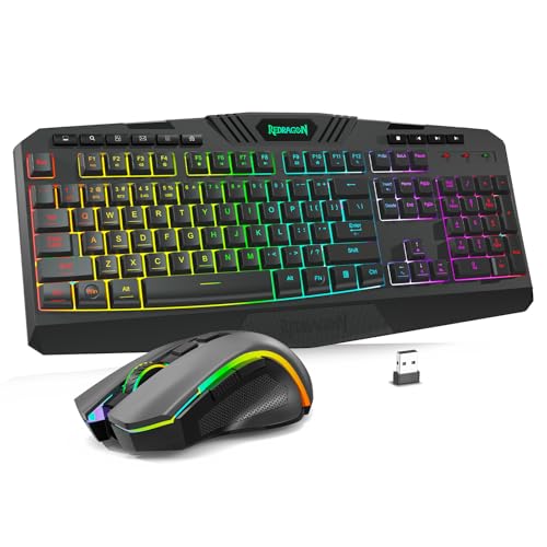 Redragon S101M-KS Gaming Keyboard and Mouse Wireless with Tri-Mode, RGB