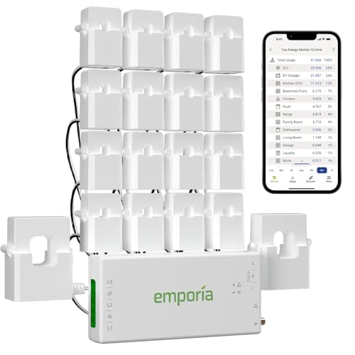 Emporia Vue 3 Home Energy Monitor - Smart Home Automation Module and Real Time Electricity Usage Monitor, Power Consumption Meter, Solar and Net Metering for UL Certified Safe Energy Monitoring