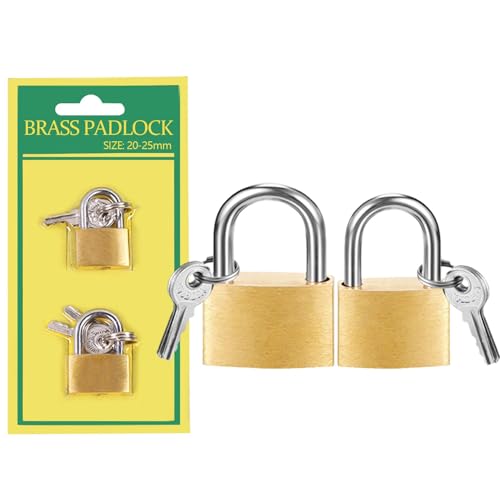 2 Pcs Small Solid Brass Locks with Keys, 20mm +