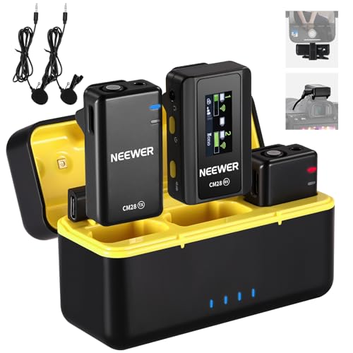 NEEWER CM28 Wireless Lavalier Microphone System with Charging Case, 2