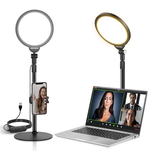 NEEWER Basics 7" Desk Ring Light for Video Recording, 10W