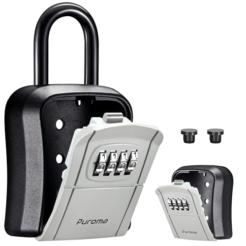 Puroma Key Lock Box, Portable Combination Lockbox Wall-Mounted Key Storage