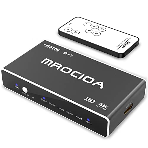 Mrocioa HDMI 2.0 Switch 5 in 1 Out with Remote,