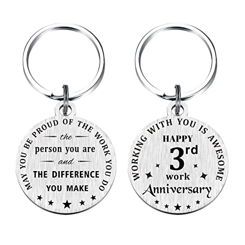 Laluminter 3 Years Work Anniversary Keychain Gifts for Women Men