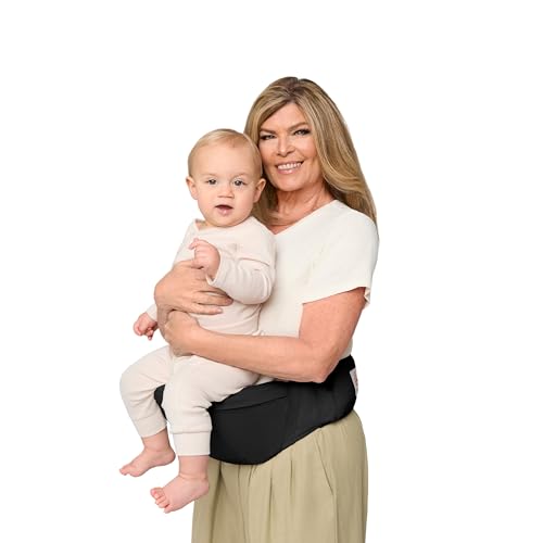 Ergobaby Lift Ergonomic Baby Hip Seat Carrier with Storage, Comfortable Wide Waistbelt and Lumbar Support (17lbs - 45lbs) - Anti-Slip Toddler Carrier - Onyx Black