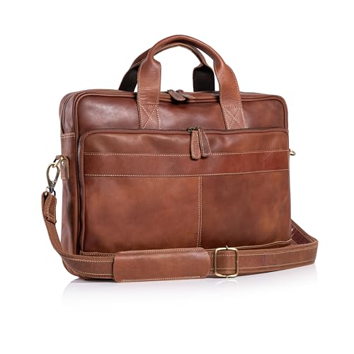 KomalC 16-Inch Leather Briefcase for Men & Women