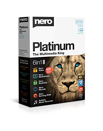 Nero Platinum 2019 | 6-in-1 Multimedia Suite | Video Editing, Burning, Backup, and More | Lifetime License | 1 PC | Windows 10/8/7
