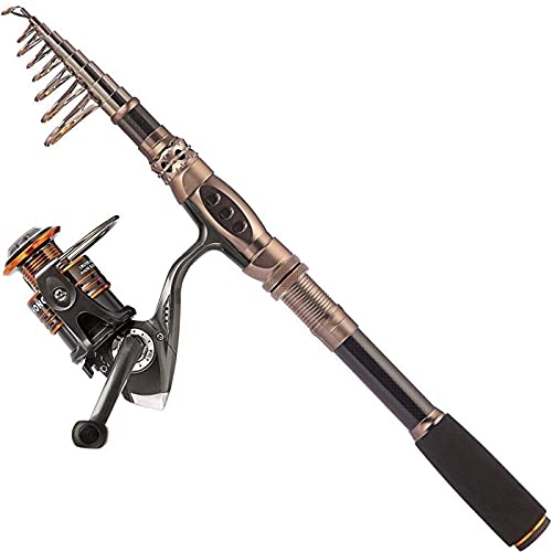 PLUSINNO Fishing Rod and Reel Combos Carbon Fiber Telescopic Fishing