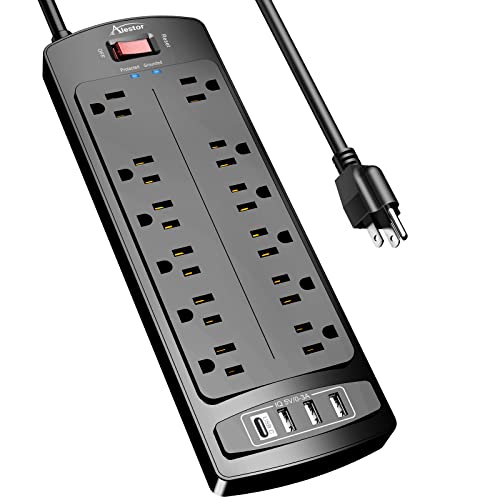 Power Strip, ALESTOR Surge Protector with 12 Outlets and 4