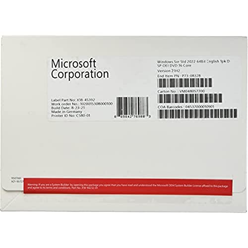 Microsoft Windows Server 2022 Standard | Base License with media