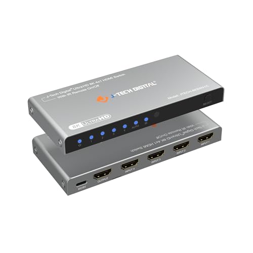 J-Tech Digital HDMI Switch 4K 120hz, 2.1 Switch 4 in