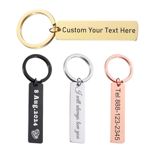 KBPTM Customized Double Sided Keychain - Personalized Engraved Text/Number/Name Key