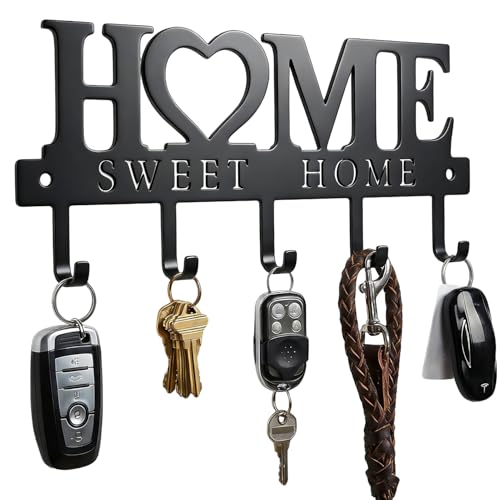 WIPHANY Entryway Wall Key Holder with 5 Hooks, Metal Key