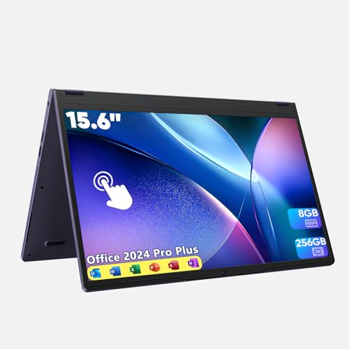 BWPED 15.6" 2-in-1 Touchscreen Laptop, 360° Flip Convertible, 16GB RAM 512GB SSD Core m3 8100Y, IPS Full HD Display, Wi-Fi 5 BT5.1 Win 11 Pro Lightweight Notebook Computer for Work & Study