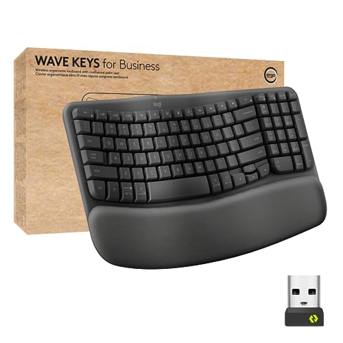 Logitech Wave Keys for Business, Wireless Ergonomic Keyboard with Cushioned