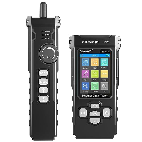 NOYAFA NF-8506 Network Cable Tester with IP Scan, CAT5 CAT6 Ethernet Cable Tester, PoE PingTest, Network Rate Test, Port Flashing, Network Tester Cable Toner for RJ11 RJ45