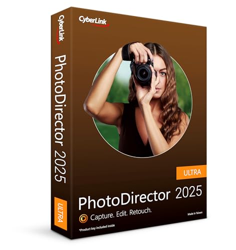 CyberLink PhotoDirector 2025 Ultra – AI Photo Editing | Graphic Design Software for Windows | Box with Download Code