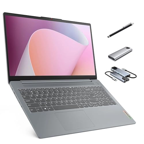 Lenovo IdeaPad Slim 3 Linux Laptop, 15.6" FHD Touchscreen Laptop, 8-Core AMD Ryzen 7 5825U, 16GB RAM, 512GB SSD, Keypad, SD Card Reader, Stylus Pen + External Portable SSD + USB Hub, Linux Ubuntu OS