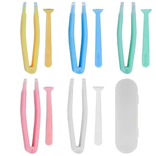 Ocoullow 5 Pack Contact Lens Remover Tool for Soft Contacts, Eye Contact Remover Tool & Applicator, Portable Contact Applicator Tool Set for Hard & Soft Lenses, Yellow Green Blue Pink White