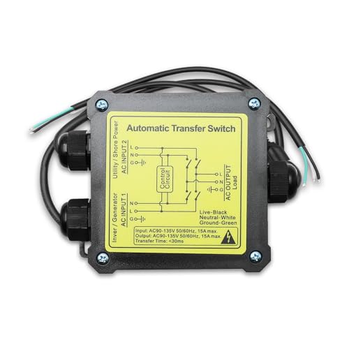 KUTTOLE 15 Amp Transfer Switch, Dual Power Automatic Transfer Switch,