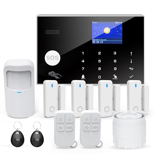 Alarm System with Phone APP Alert,DIY WiFi Home Security Alarm System,12pcs Kit Motion Detector,Door Sensor,Remote Control,Siren,Compatible with Alexa Google for Home Villa,for Children Elderly Safety