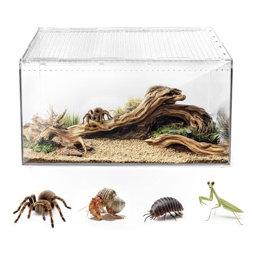 AZV Escape Proof Reptile Terrarium,Shatter Proof Polycarbonate Tarantula Tank with