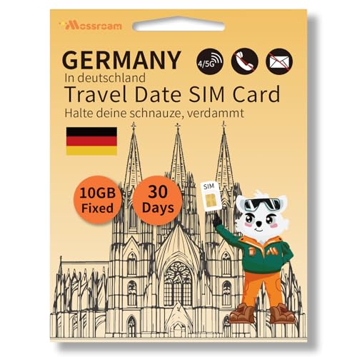 Germany SIM Card-High Speed 4/5G LTE for Fast Browsing,30 Days Plan,10GB Prepaid Data Total, 3 in 1 SIM Card for German Business Travelers